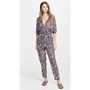 IRO.JEANS Womens Black Tie Long Sleeve Surplice Neckline Evening Jumpsuit 38